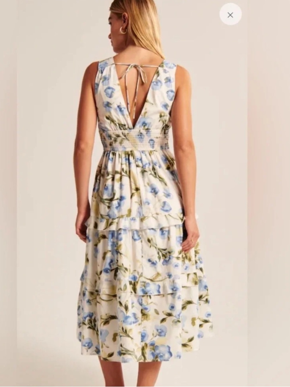Abercrombie & Fitch Smocked Waist Floral V-neck Midi Dress - Picture 2 of 8